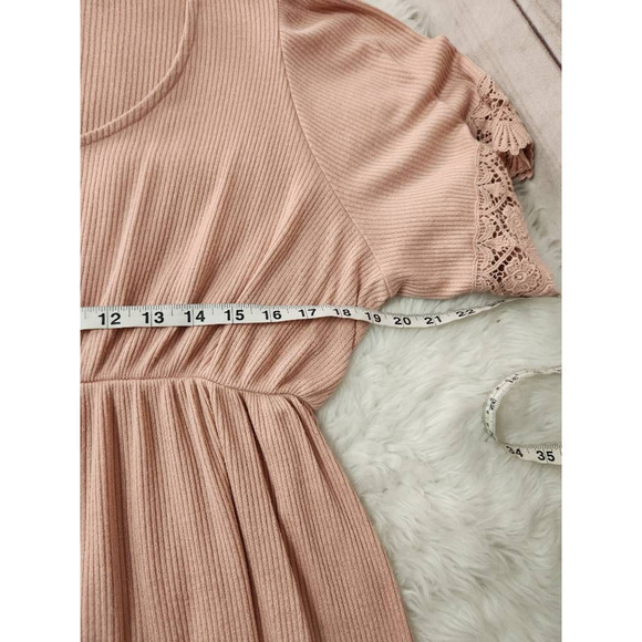 Isabel Maternity Womens Casual Top‎ Pink Short Sleeve Stretch Lace Knit Plus XXL - Picture 3 of 6